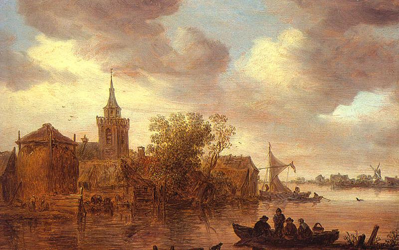 Jan van  Goyen A Church and a Farm on the Bank of a River